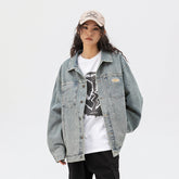 Unisex Jacket Denim Jacket Men and Women Couple Jacket Washed Top